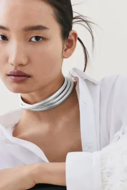 Brand new ❤️ Karen Millen Plated 3 Chain Statement Necklace 🔥 -Karen Millen Shoes Shop womens silver plated 3 chain statement necklace