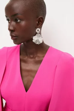 Best Pirce 🔥 Karen Millen Plated Ridge Circle Drop Earrings 🛒 -Karen Millen Shoes Shop womens silver plated ridge circle drop earrings