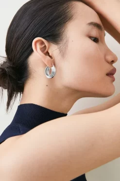 Promo 🎁 Karen Millen Silver Plated Stainless Steel Hoops 😍 -Karen Millen Shoes Shop womens silver silver plated stainless steel hoops