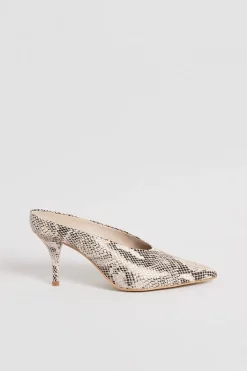 Best deal 👏 Karen Millen Leather Pointed Heeled Mule 🌟 -Karen Millen Shoes Shop womens snake leather pointed heeled mule