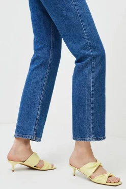 Hot Sale 🤩 Karen Millen Kitten Heel Leather Knotted Mule 🥰 -Karen Millen Shoes Shop womens yellow kitten heel leather knotted mule